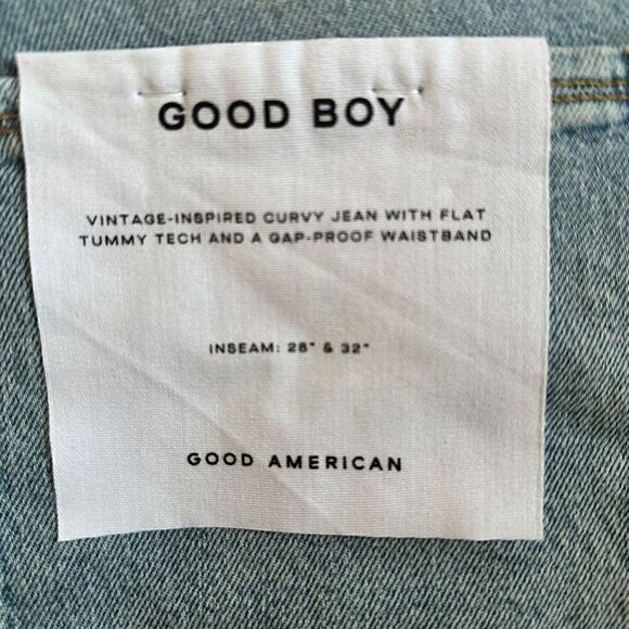 GOOD AMERICAN Good Boy Blue Straight Leg Raw Hem w/Slit Women's 24 plus New - Picture 6 of 11